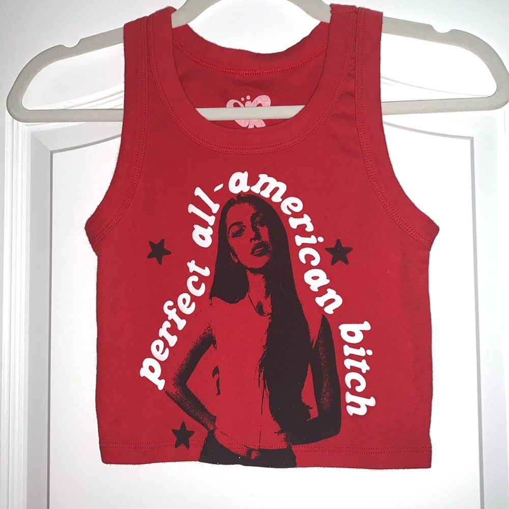 Olivia Rodrigo All American B*tch Red Crop Tanktop GUTS World Tour Shirt